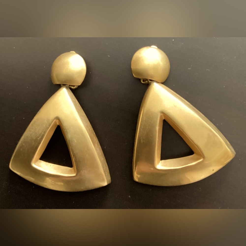 VINTAGE 1988 STEVE VAUBEL COUTURE GOLD VERMEIL CLIP-ON EARRINGS